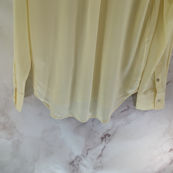 Everlane Top Women Small 4 Yellow The Clean Silk Relaxed Blouse Button Up - Picture 7 of 8